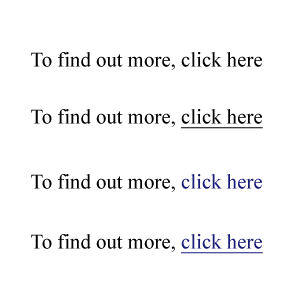 Coloured and non-coloured linked texts in web design