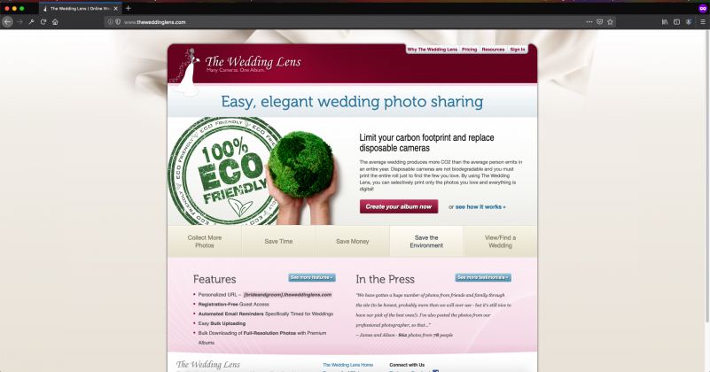 wedding lens web design desktop