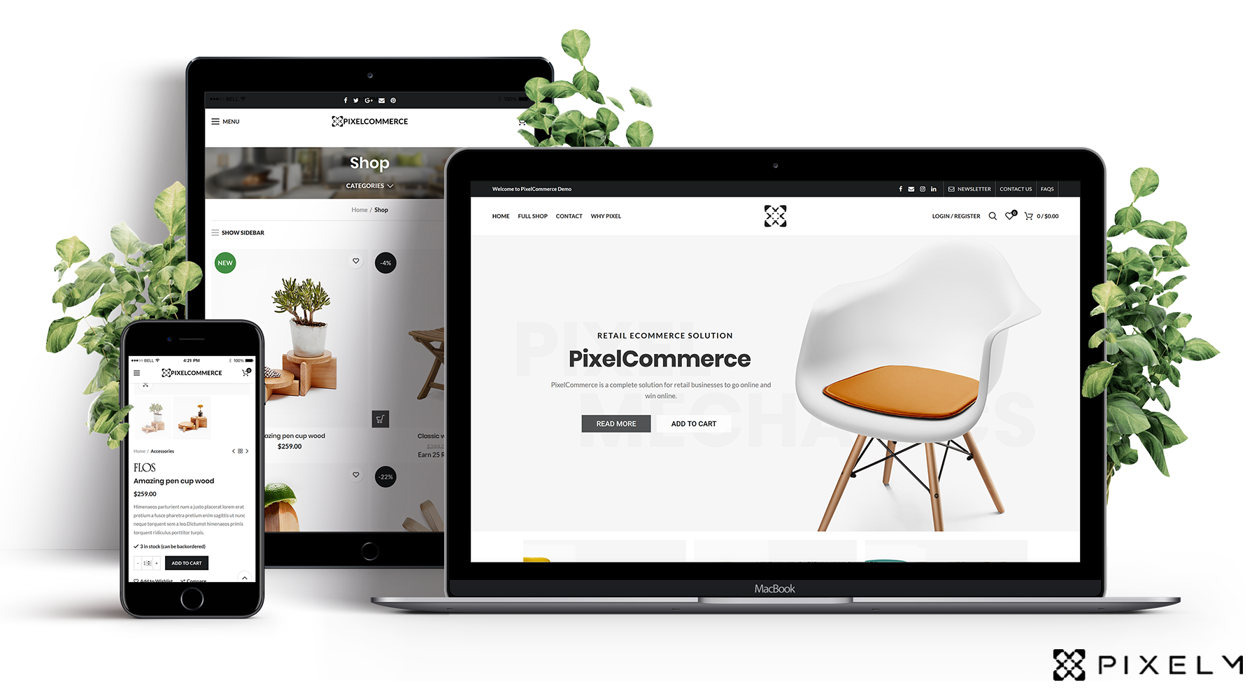 pixel commerce web design portfolio illustration