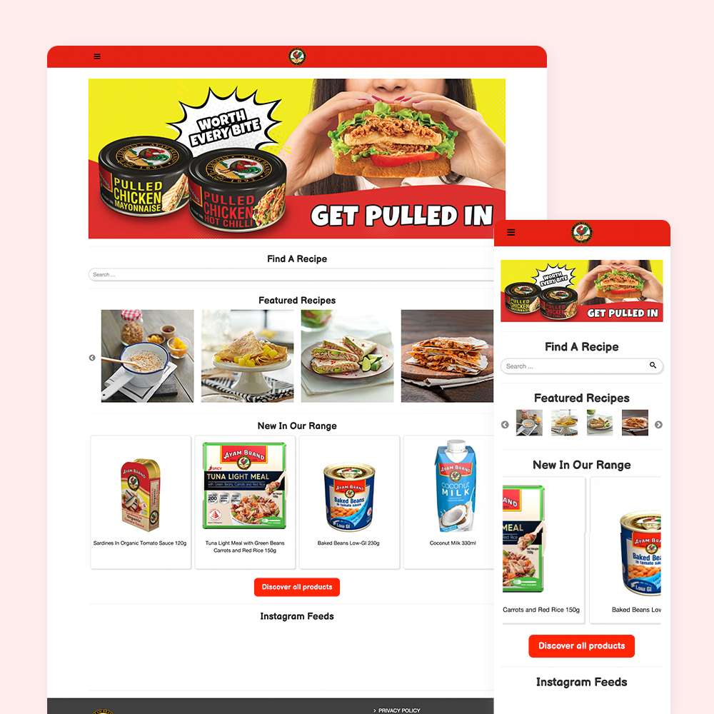 Web Design Portfolio Cover - Ayam Brand - Mobile and Tablet Views