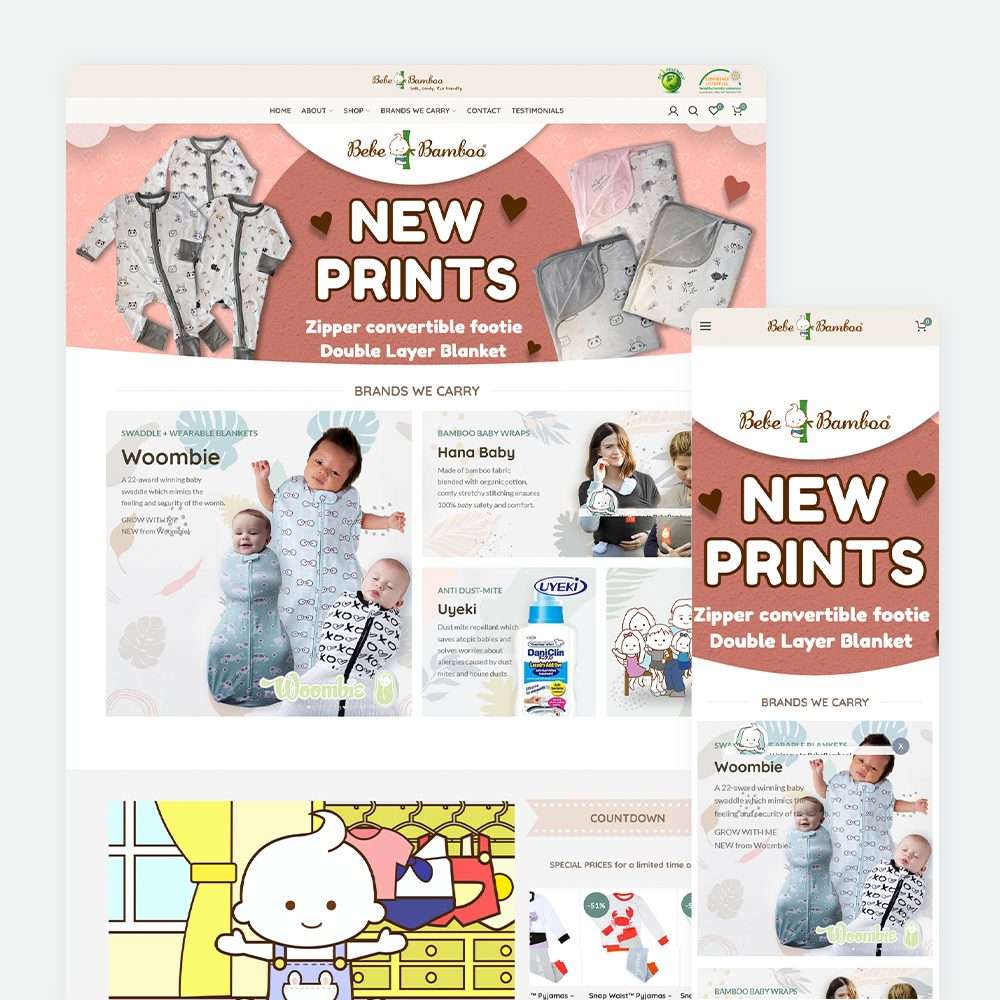 Web Design Portfolio Cover - Bebe Bamboo - Mobile and Tablet Views