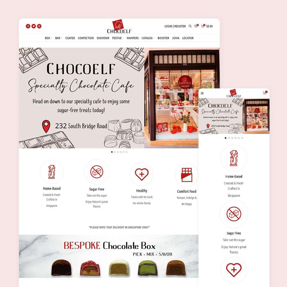 Web Design Portfolio Cover - Chocoelf - Mobile and Tablet Views