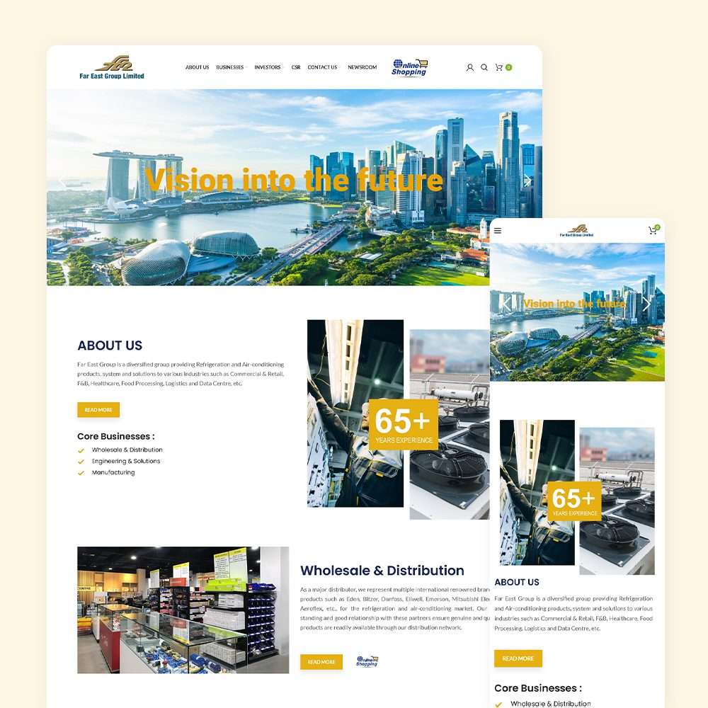 Web Design Portfolio Cover - Far East Group Limited - Mobile and Tablet Views