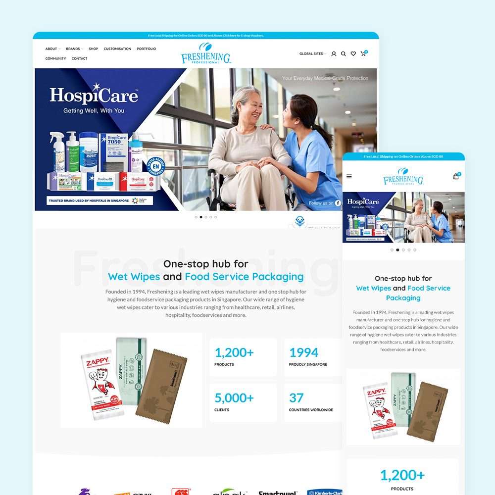Web Design Portfolio Cover - Freshening Professional - Mobile and Tablet Views
