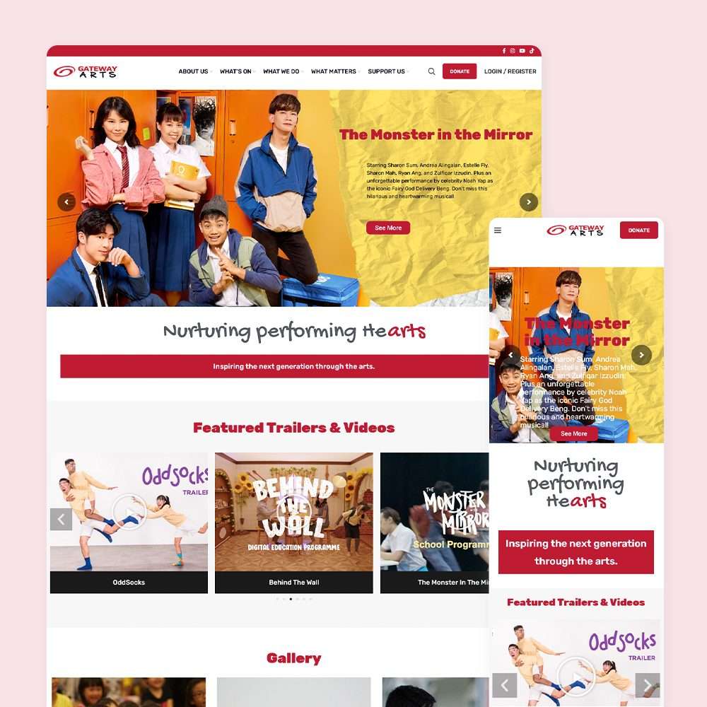 Web Design Portfolio Cover - Gateway Arts - Mobile and Tablet Views