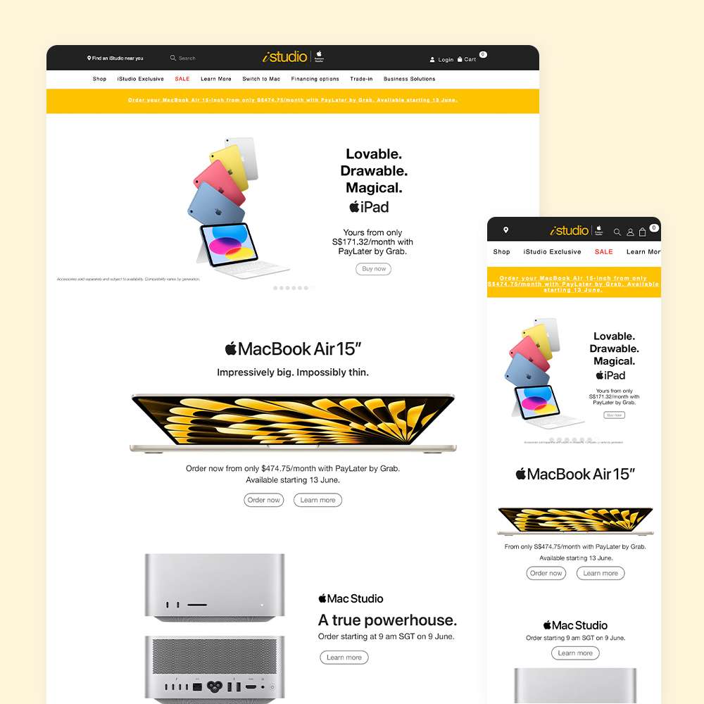 Web Design Portfolio Cover - iStudio - Mobile and Tablet Views
