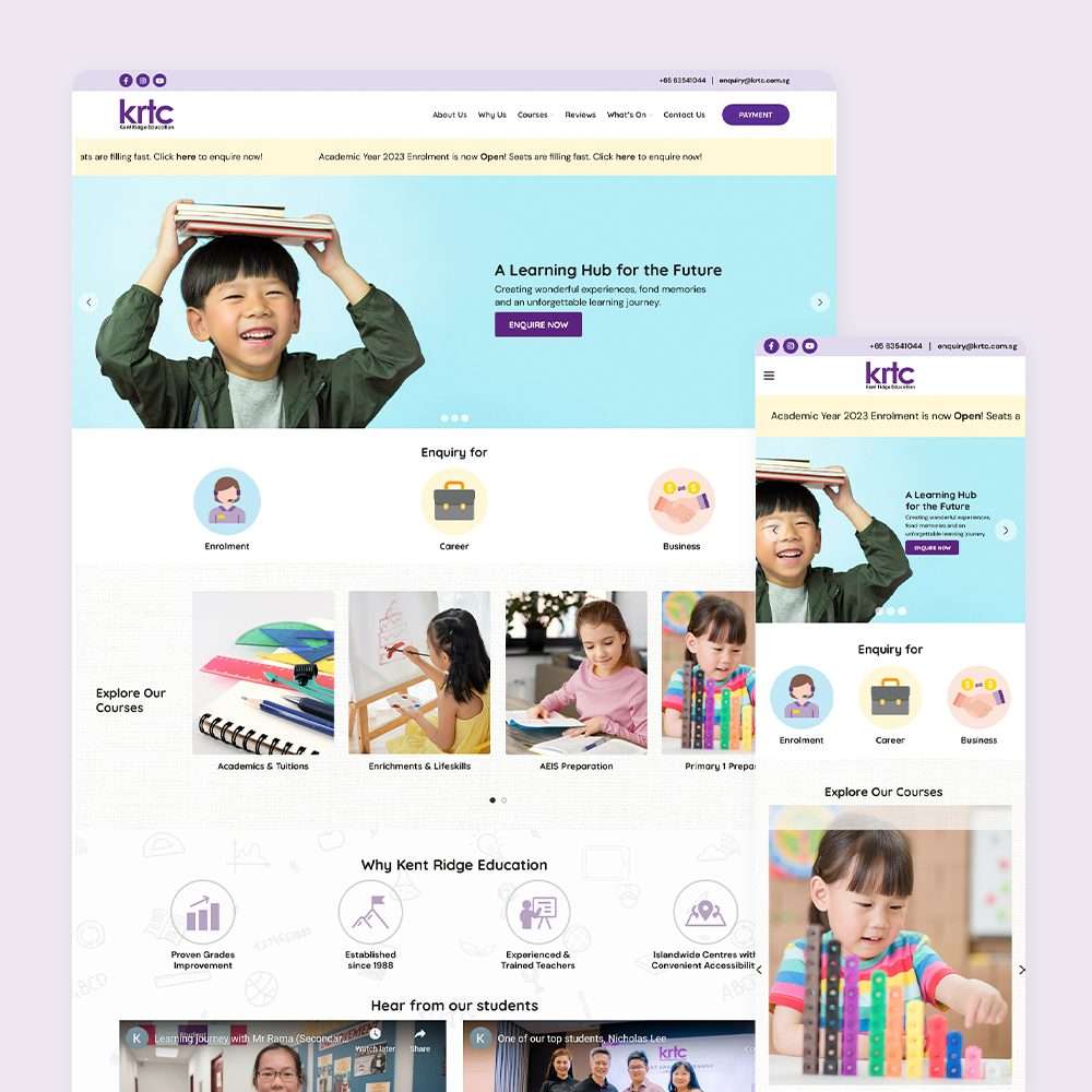 Web Design Portfolio Cover - KRTC - Mobile and Tablet Views