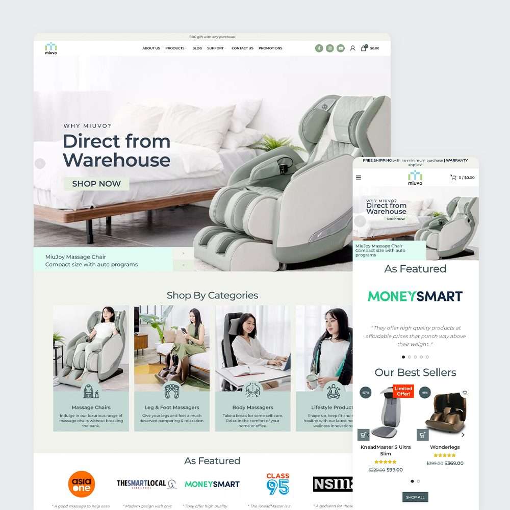 Web Design Portfolio Cover - Miuvo Lifestyle - Mobile and Tablet Views