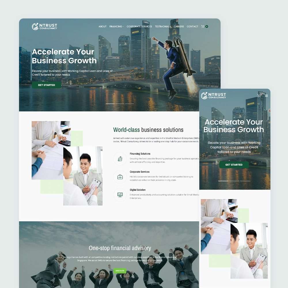 Web Design Portfolio Cover - NTrust Consultancy - Mobile and Tablet Views