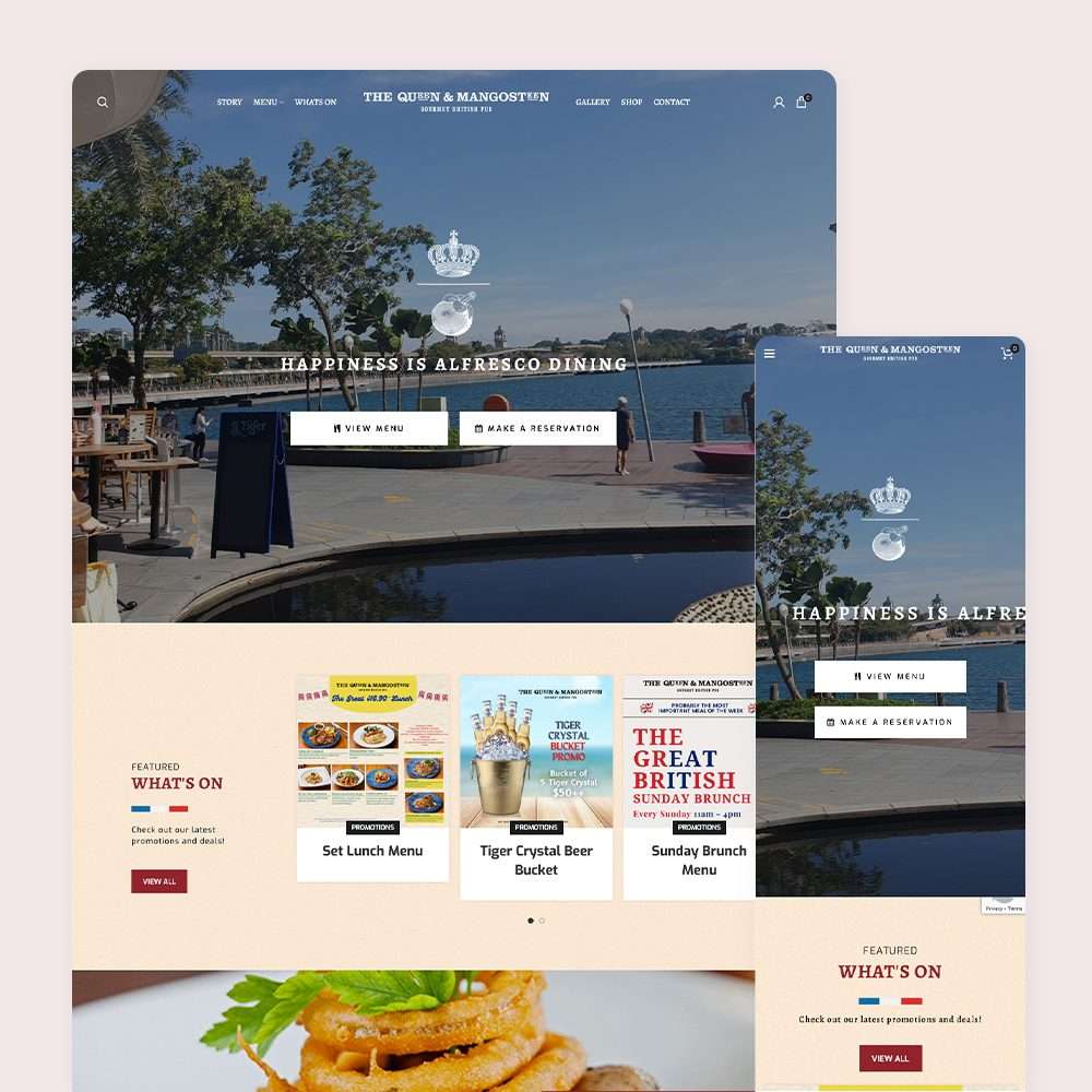 Web Design Portfolio Cover - The Queen and Mangosteen - Mobile and Tablet Views