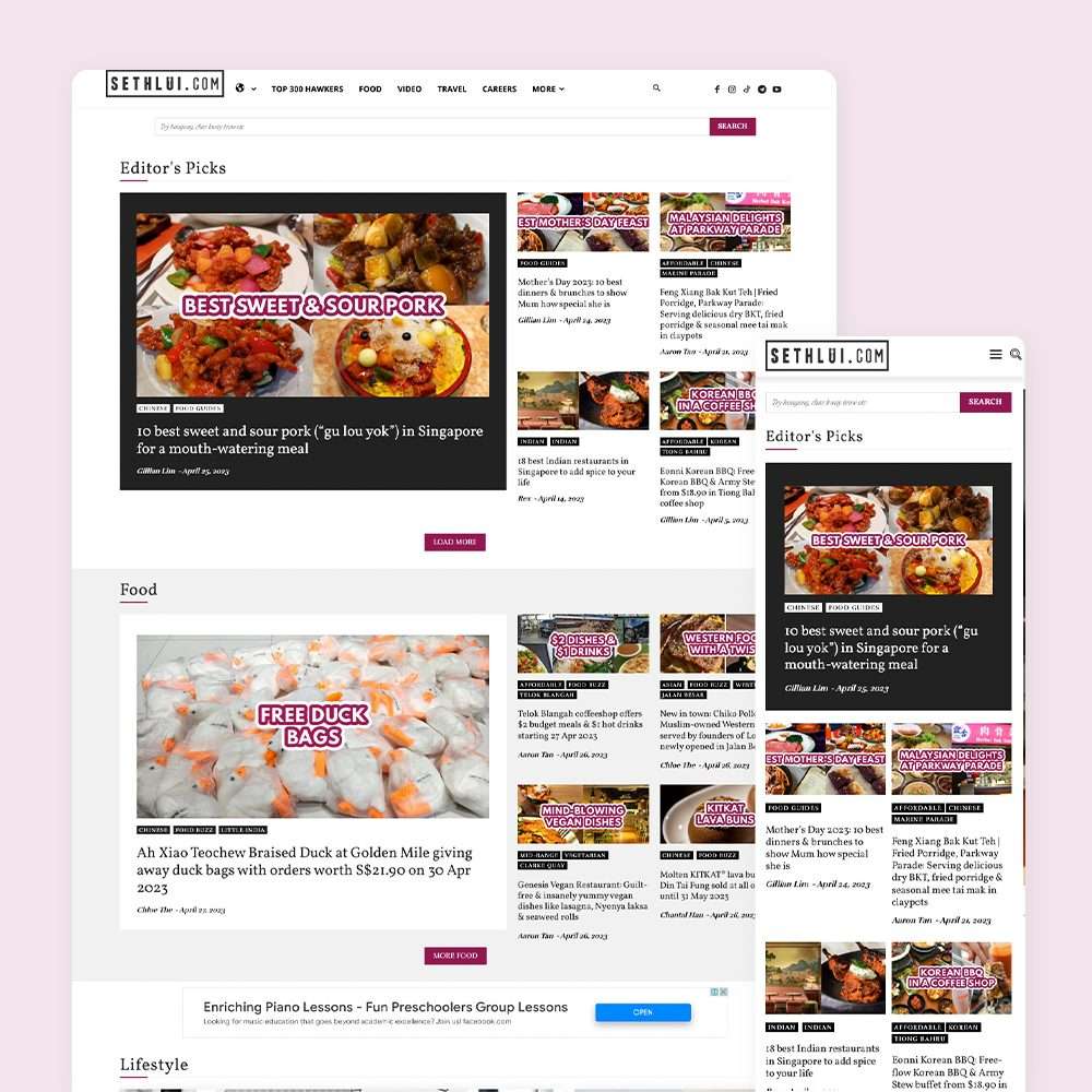 Web Design Portfolio Cover - SethLui.com - Mobile and Tablet Views
