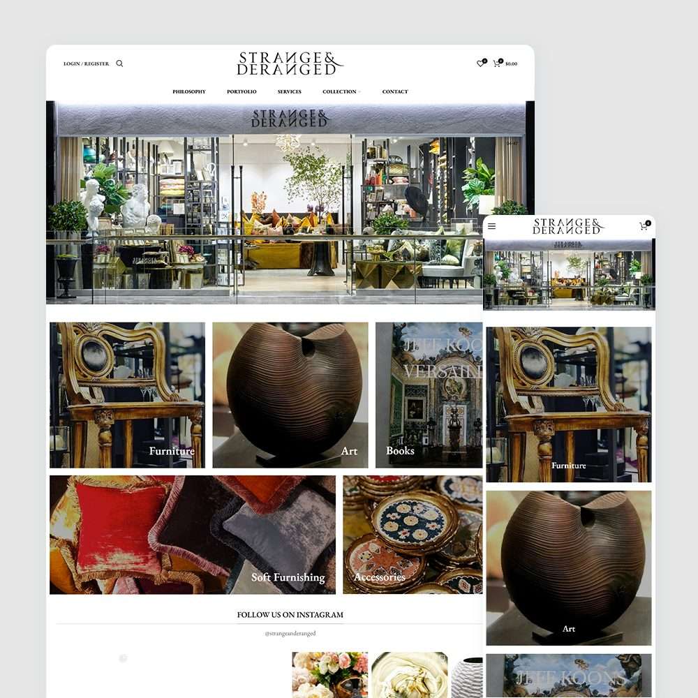 Web Design Portfolio Cover - Strange & Deranged - Mobile and Tablet Views