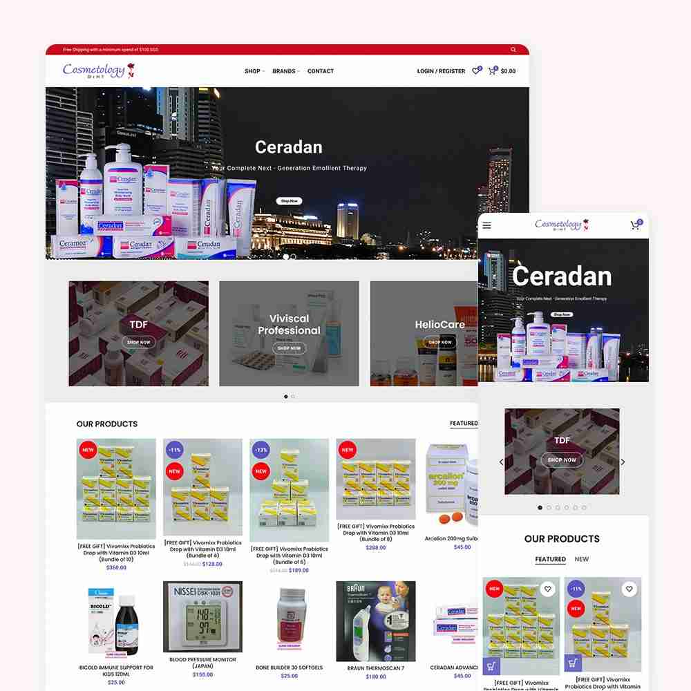 Web Design Portfolio Cover - Cosmetology Dr Helen Tan - Mobile and Tablet Views