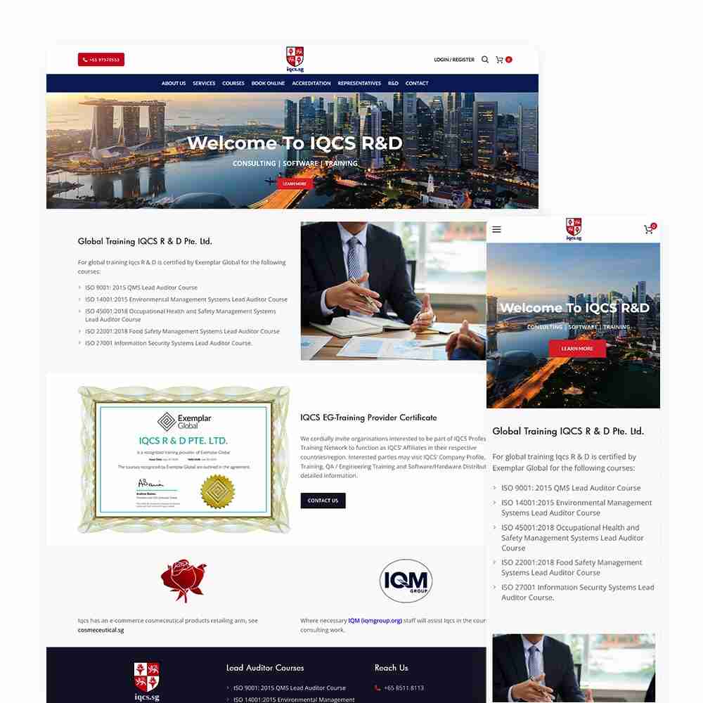 Web Design Portfolio Cover - IQCS R&D - Mobile and Tablet Views