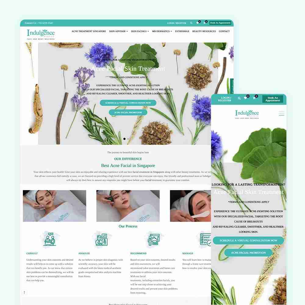 Web Design Portfolio Cover - Indulgence Beauty - Mobile and Tablet Views