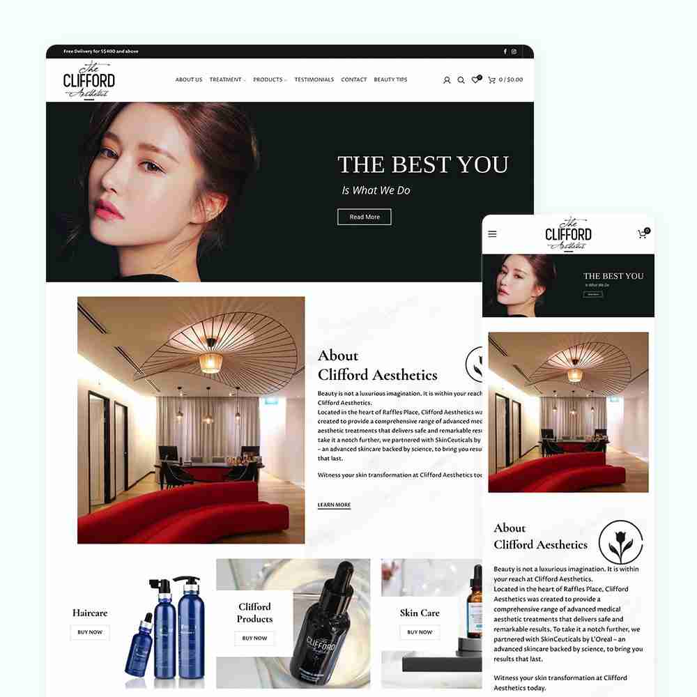 Web Design Portfolio Cover - The Clifford Aesthetics - Mobile and Tablet Views