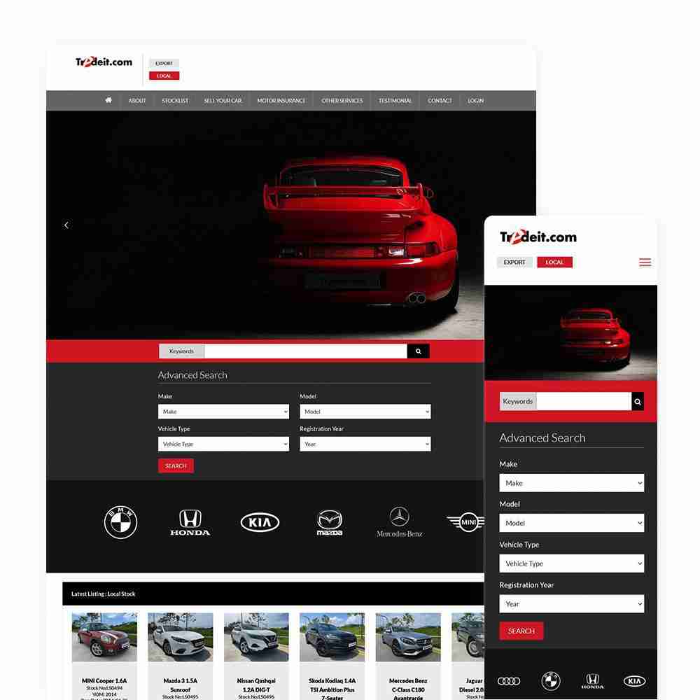 Web Design Portfolio Cover - Tradeit - Mobile and Tablet Views