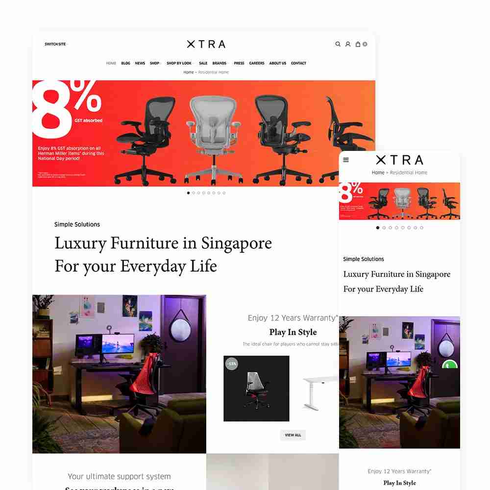 Web Design Portfolio Cover - Xtra - Mobile and Tablet Views