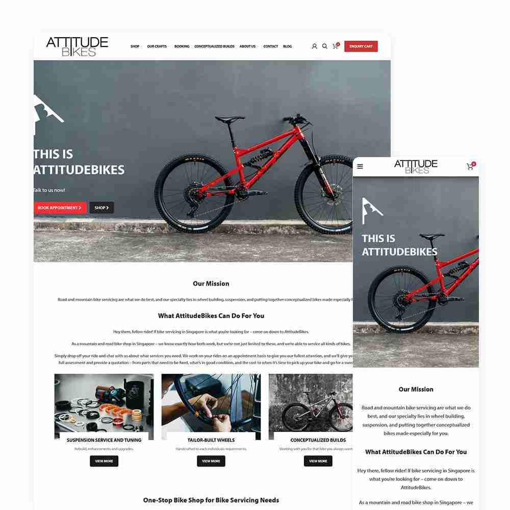 Web Design Portfolio Cover - Attitudebikes - Mobile and Tablet Views