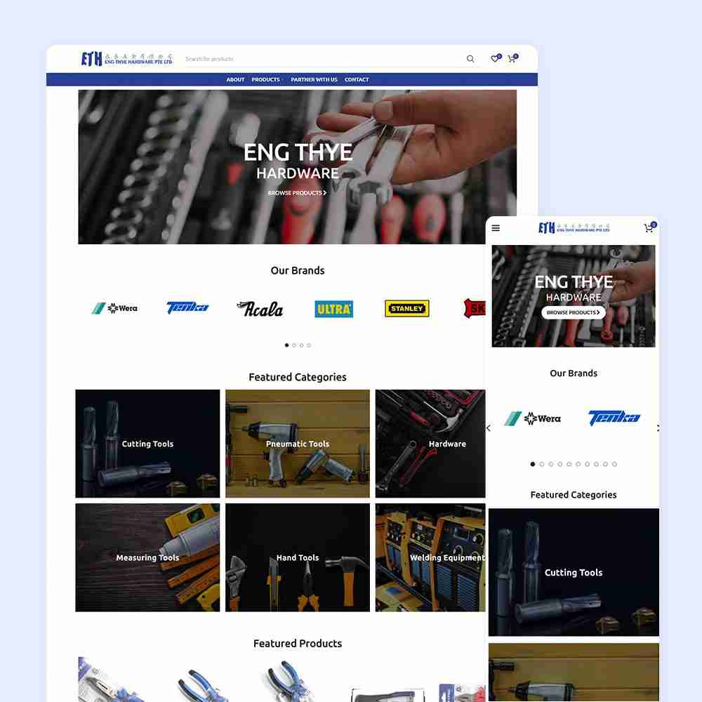 Web Design Portfolio Cover - Eng Thye Hardware - Mobile and Tablet Views