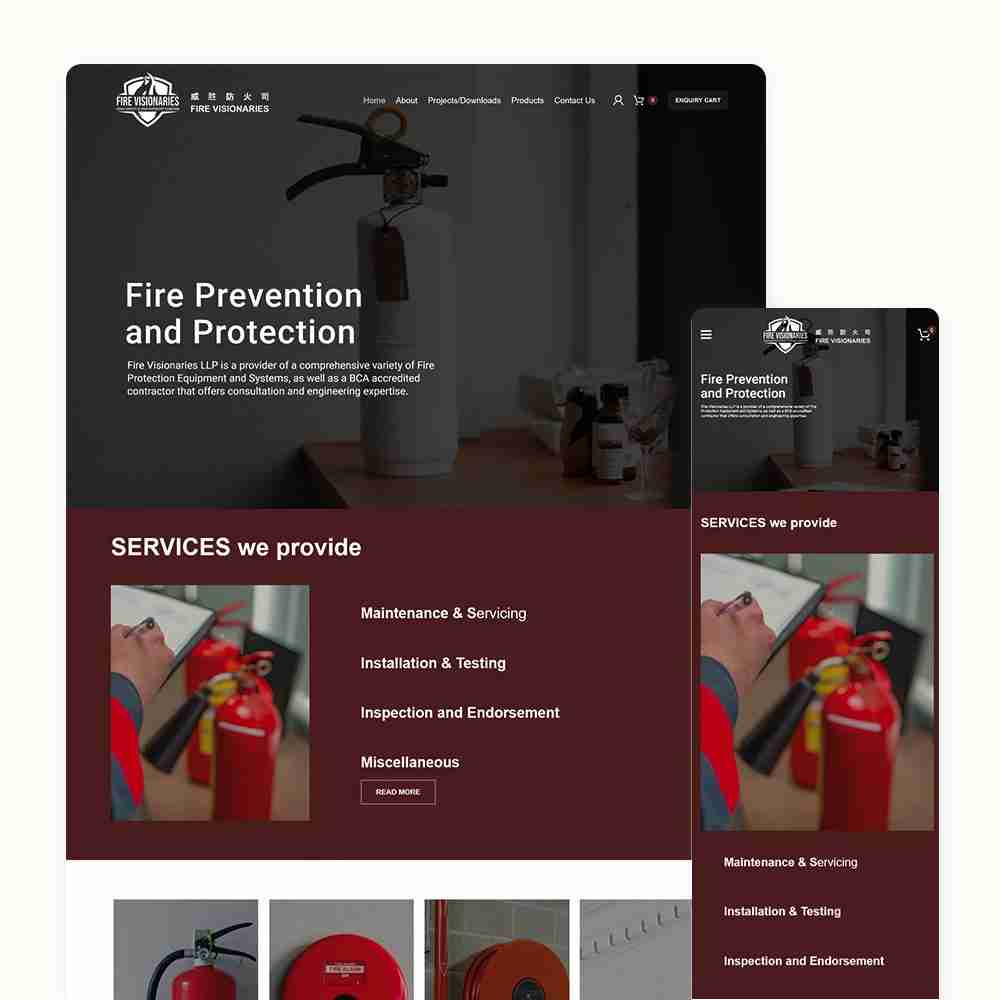 Web Design Portfolio Cover - Fire Visionaries - Mobile and Tablet Views