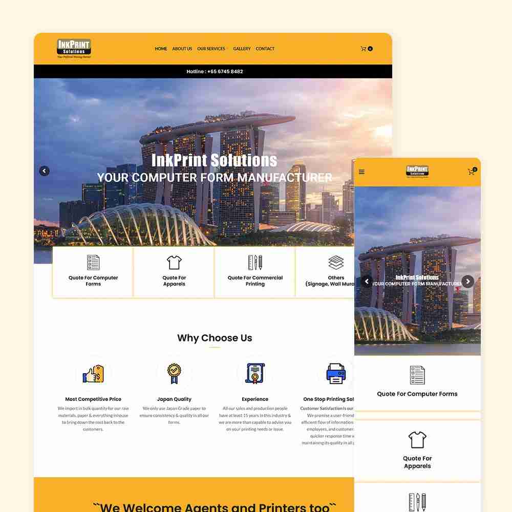 Web Design Portfolio Cover - Inkprint Solutions - Mobile and Tablet Views