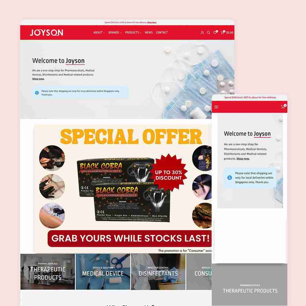 Web Design Portfolio Cover - Joyson - Mobile and Tablet Views