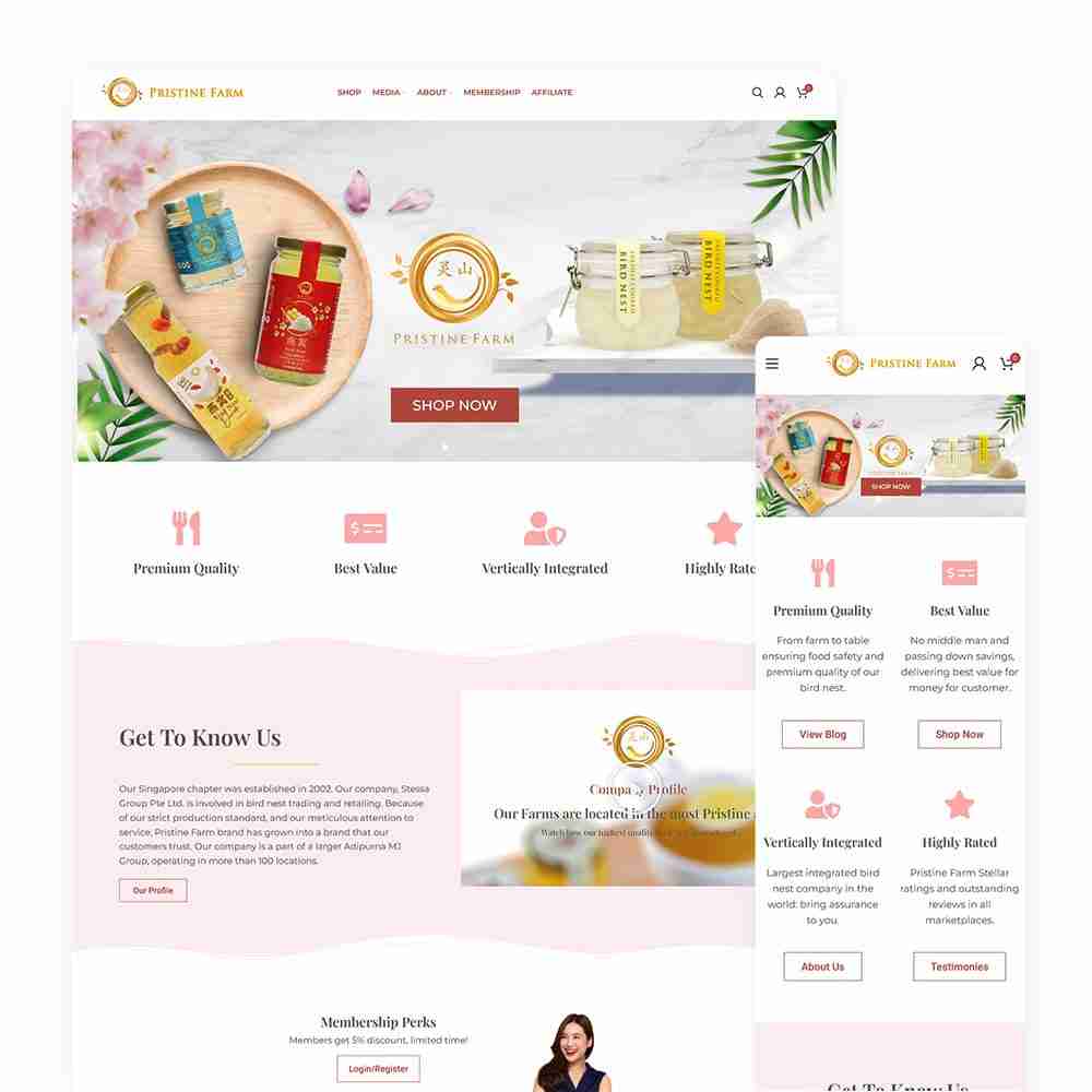 Web Design Portfolio Cover - Pristine Farm - Mobile and Tablet Views