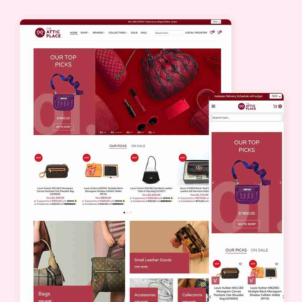 Web Design Portfolio Cover - The Attic Place - Mobile and Tablet Views
