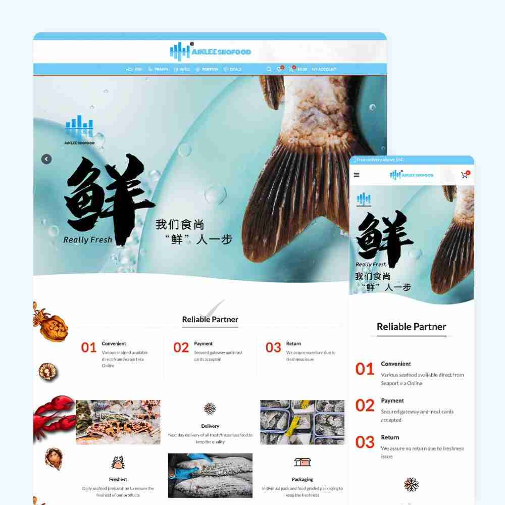 Web Design Portfolio Cover - Aik Lee Seafood Supply - Mobile and Tablet Views