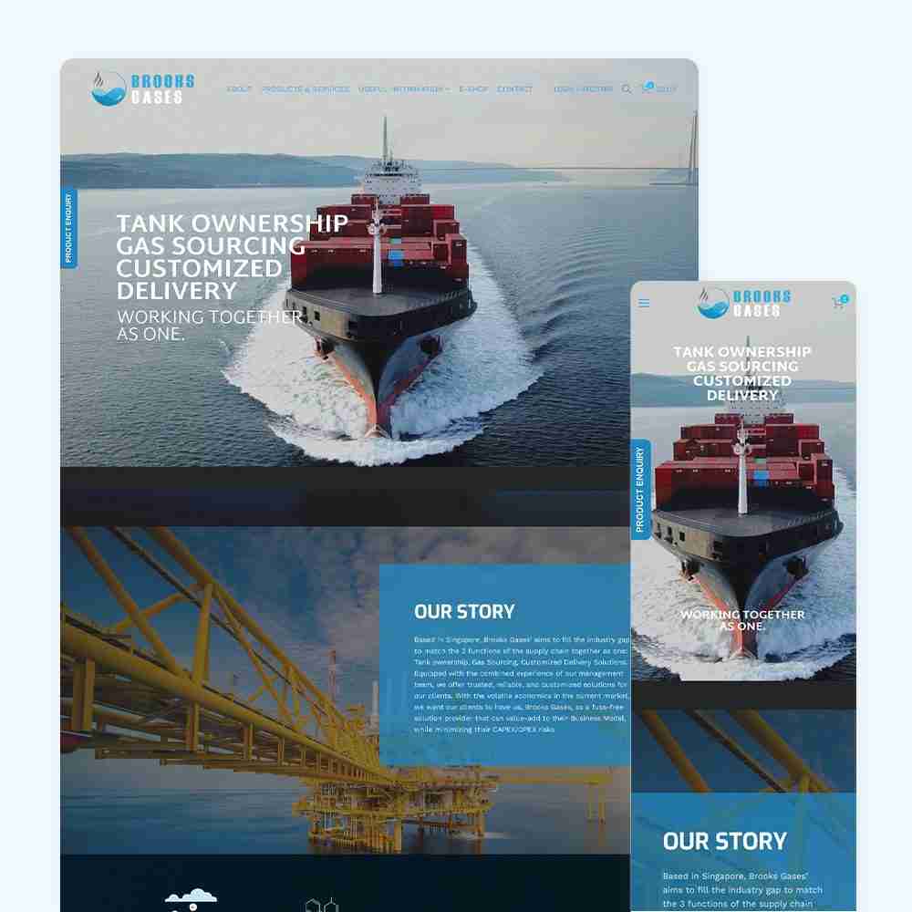 Web Design Portfolio Cover - Brooks Gases - Mobile and Tablet Views