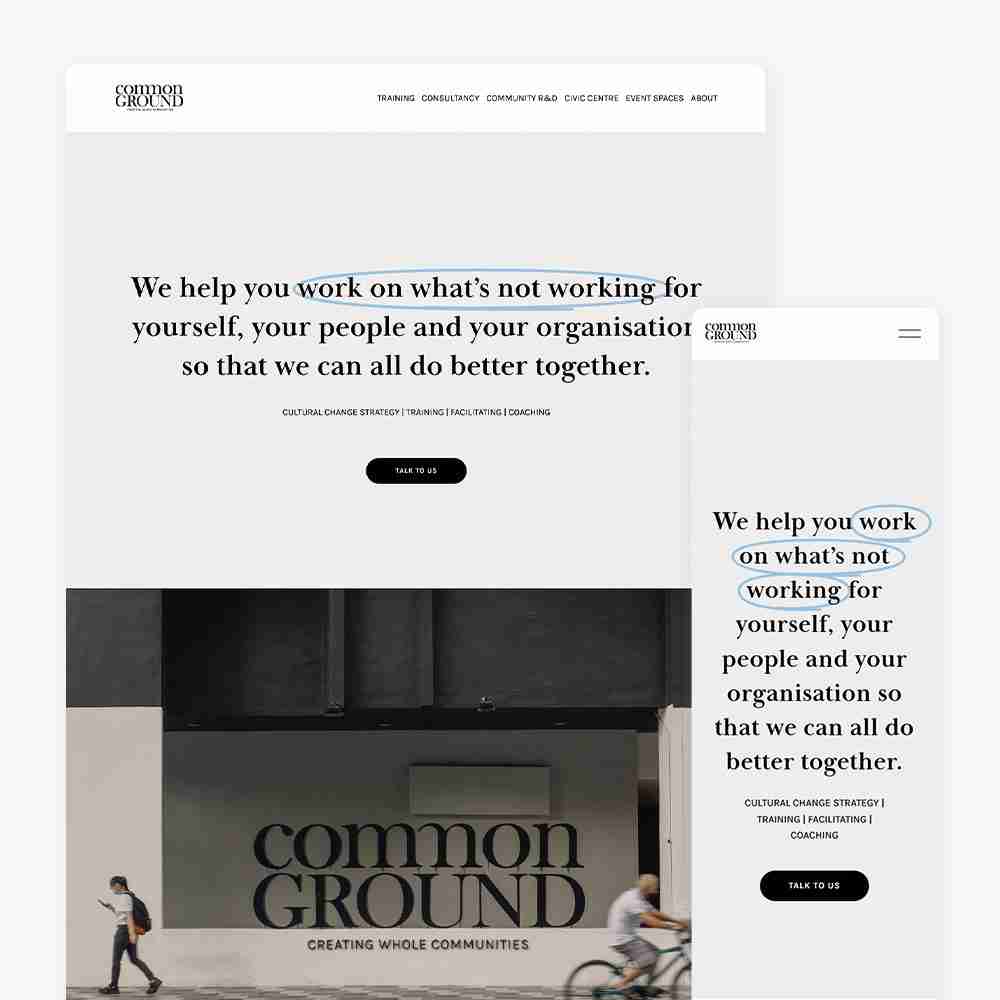 Web Design Portfolio Cover - Common Ground - Mobile and Tablet Views