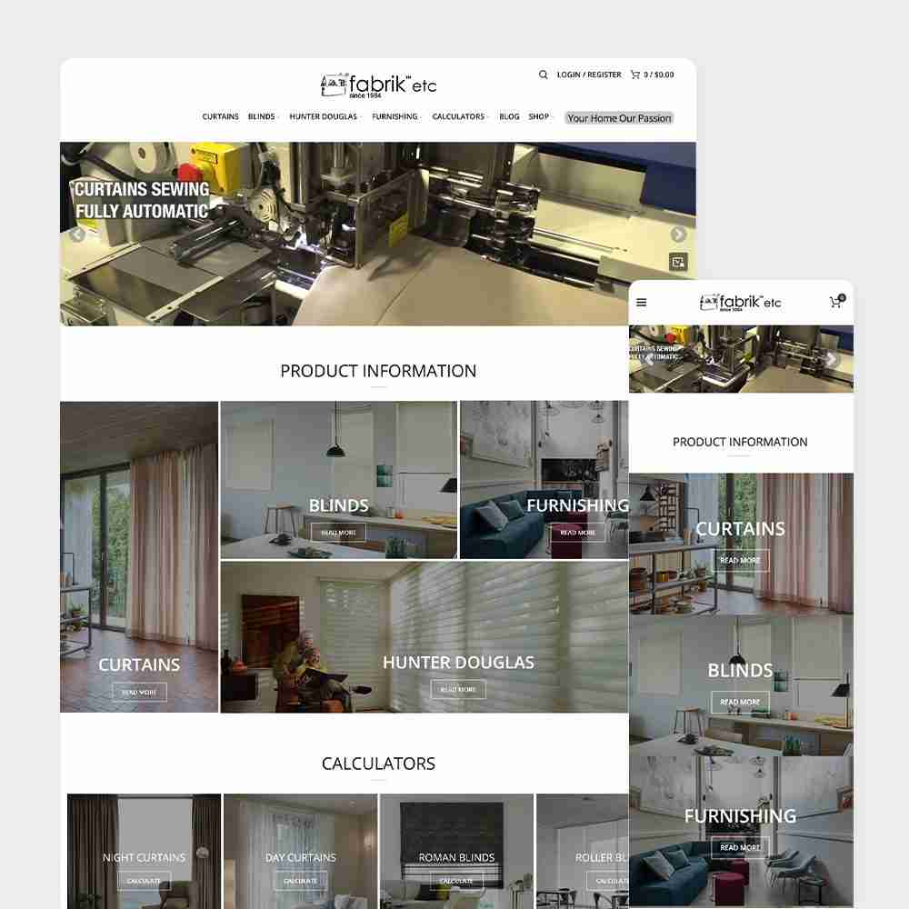 Web Design Portfolio Cover - Fabrik Etc - Mobile and Tablet Views