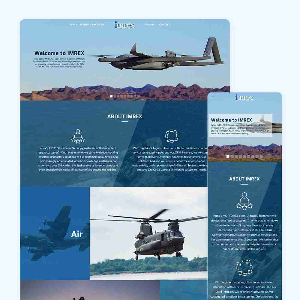 Web Design Portfolio Cover - Imrex - Mobile and Tablet Views