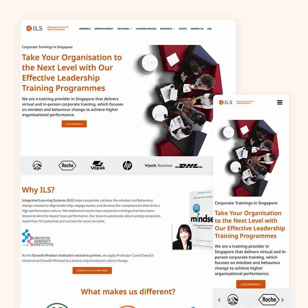 Web Design Portfolio Cover - Integrated Learning Systems - Mobile and Tablet Views
