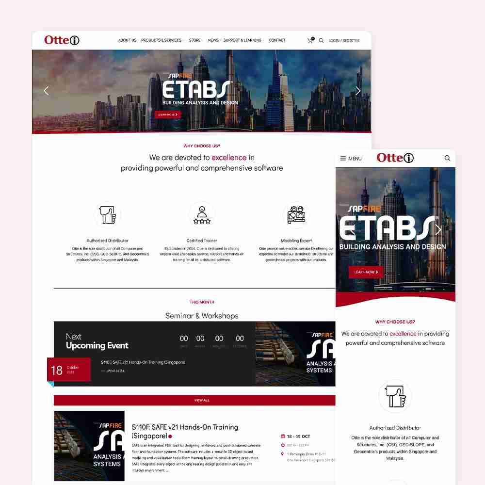 Web Design Portfolio Cover - Otte International - Mobile and Tablet Views