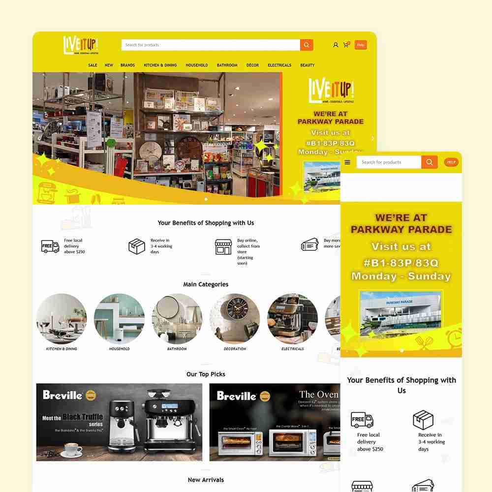 Web Design Portfolio Cover - Live It Up - Mobile and Tablet Views